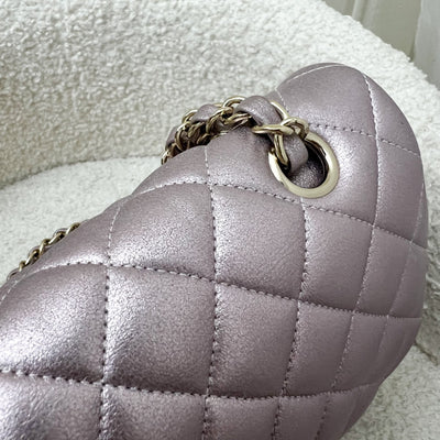 Chanel Medium Classic Flap CF in Metallic Pink Leather and LGHW