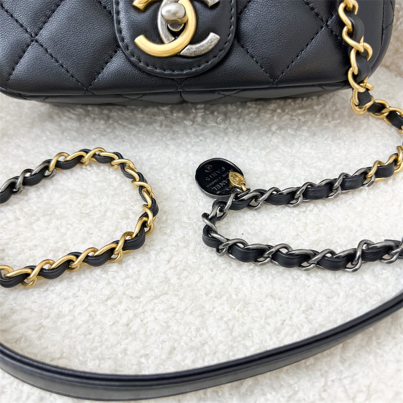 Chanel 22C Limited Edition Charms Mini Flap in Black Lambskin AGHW