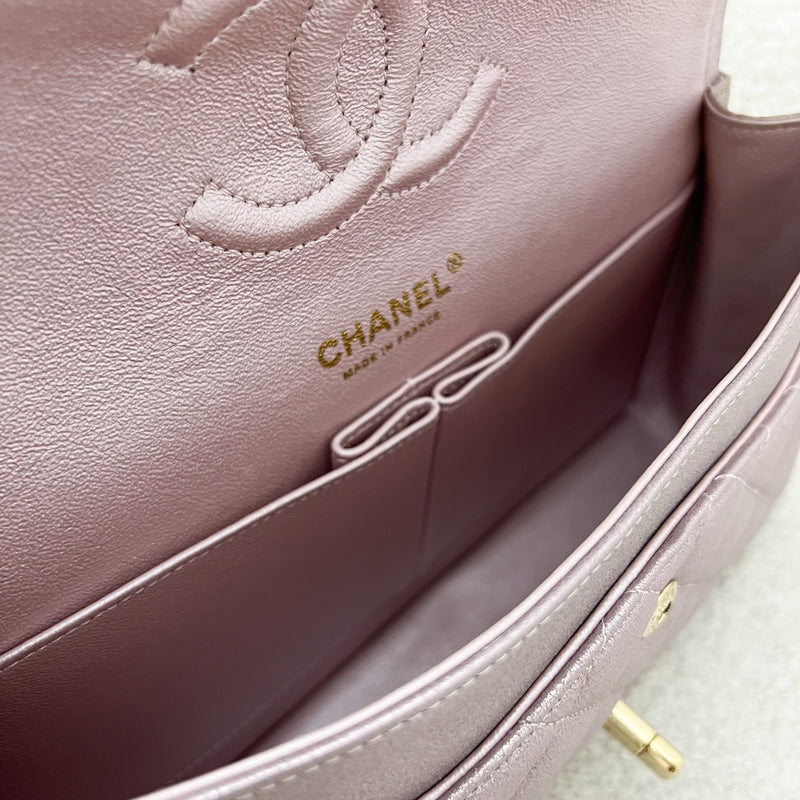 Chanel Medium Classic Flap CF in Metallic Pink Leather and LGHW