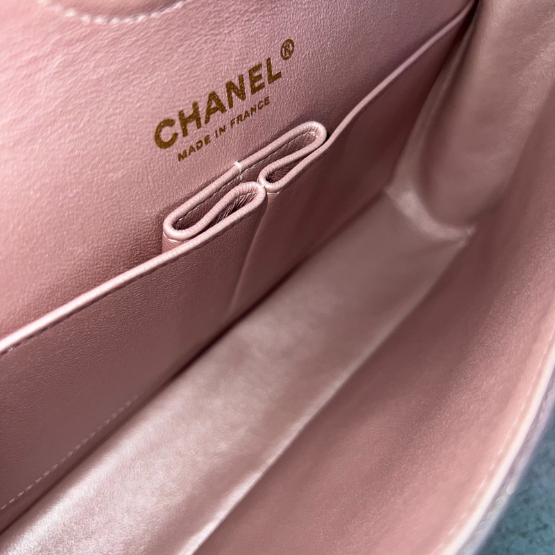 Chanel Medium Classic Flap CF in Metallic Pink Leather and LGHW