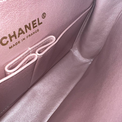 Chanel Medium Classic Flap CF in Metallic Pink Leather and LGHW