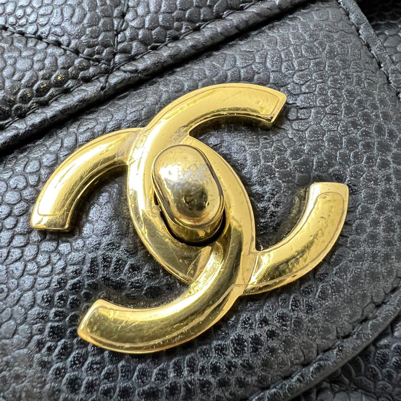 Chanel Maxi Classic Single Flap Bag in Black Caviar and GHW