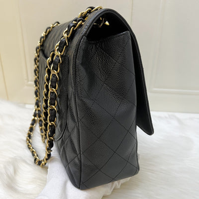Chanel Maxi Classic Single Flap Bag in Black Caviar and GHW