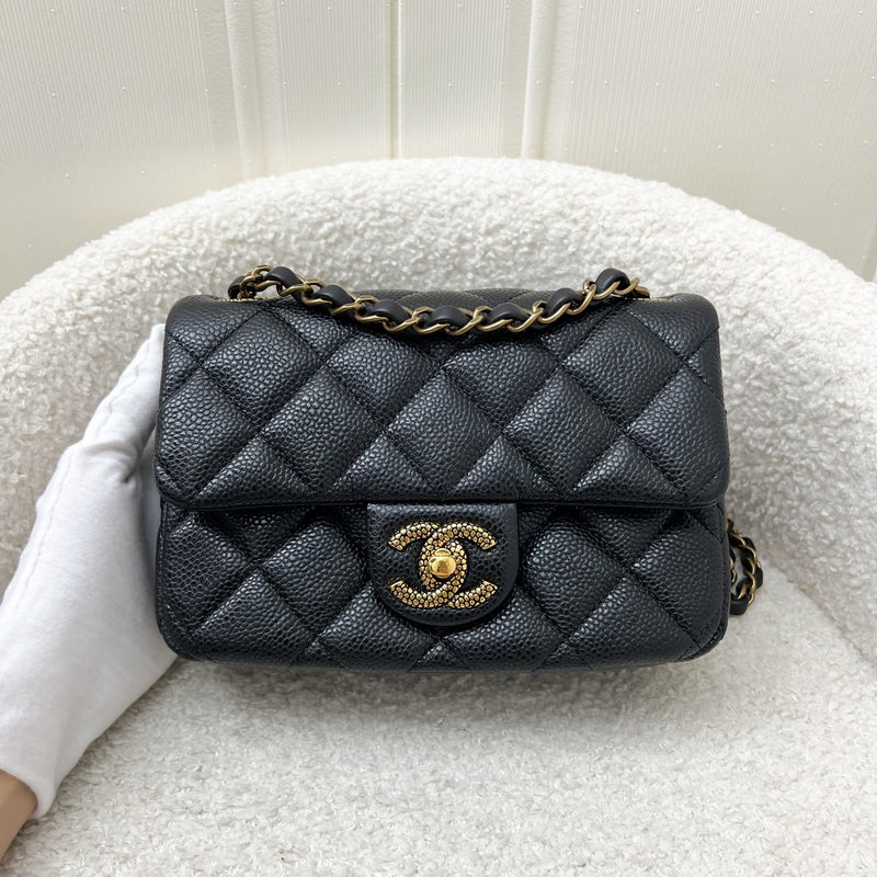 Chanel 24B Mini Flap Bag in Black Caviar and AGHW