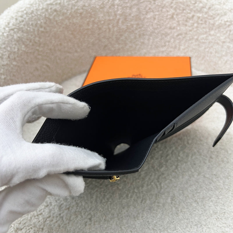 Hermes Bearn Compact Wallet in Black Epsom Leather and GHW