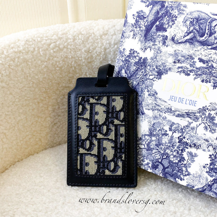 Dior Luggage Tag in Dark Blue Oblique Canvas