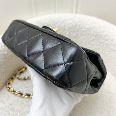 Chanel 23S Top Handle Small / Mini 21cm Flap in Black Lambskin and Shiny GHW