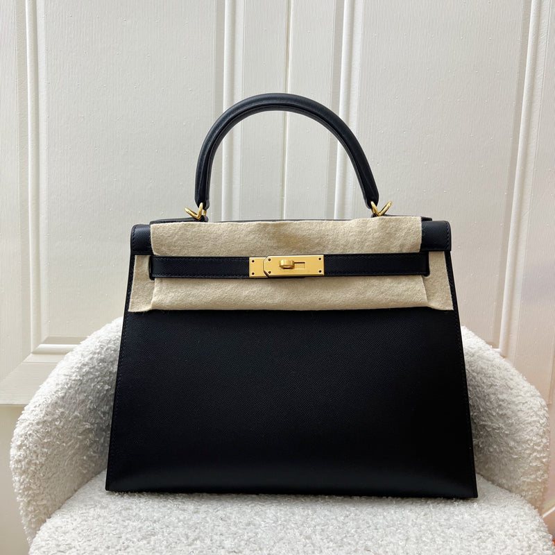 Hermes Kelly 28 Sellier in Black Noir Madame Leather and GHW