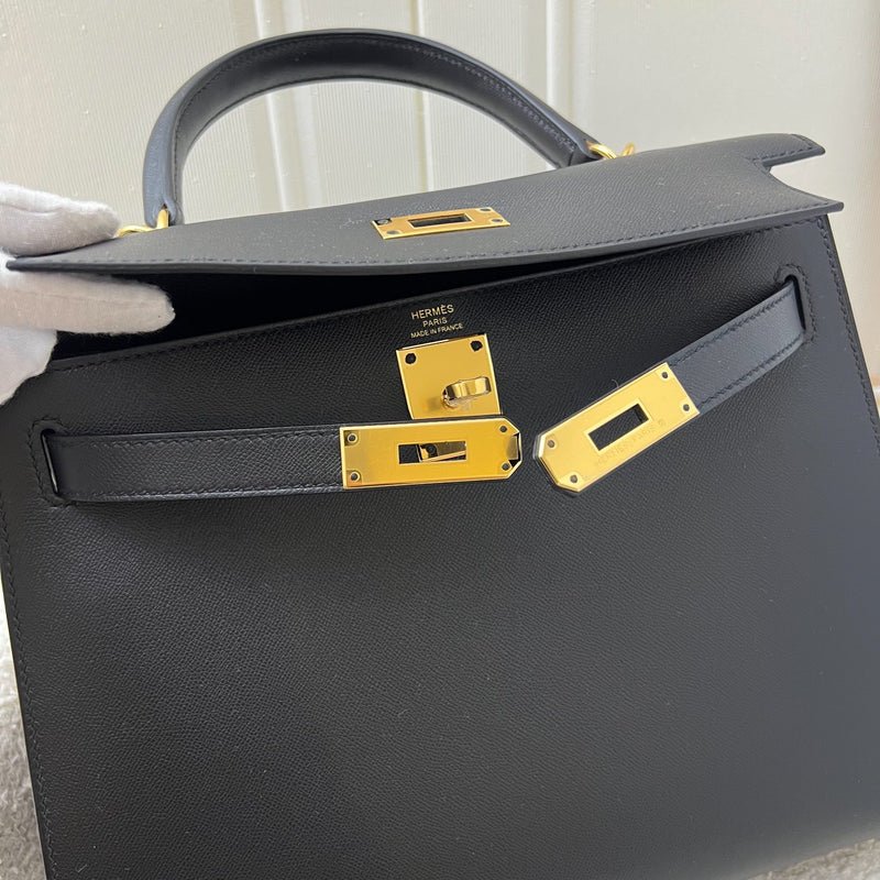 Hermes Kelly 28 Sellier in Black Noir Madame Leather and GHW