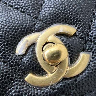Chanel Small (24cm) Limited Edition Chain Handle Coco Handle Flap in Black Caviar and AGHW (Model: A92990)