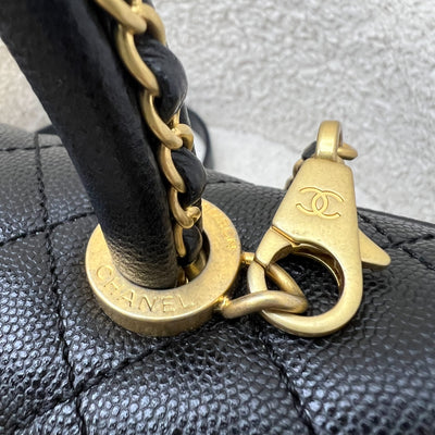 Chanel Small (24cm) Limited Edition Chain Handle Coco Handle Flap in Black Caviar and AGHW (Model: A92990)