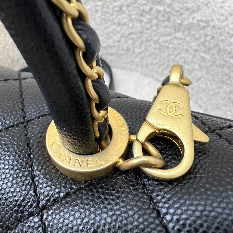 Chanel Small (24cm) Limited Edition Chain Handle Coco Handle Flap in Black Caviar and AGHW (Model: A92990)