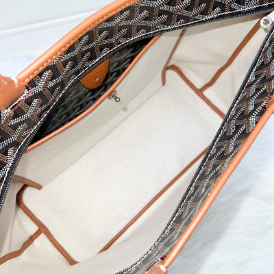 Goyard Artois PM Tote with a Red Hand Painted Heart Stamp in Black and Tan Signature Goyardine Canvas