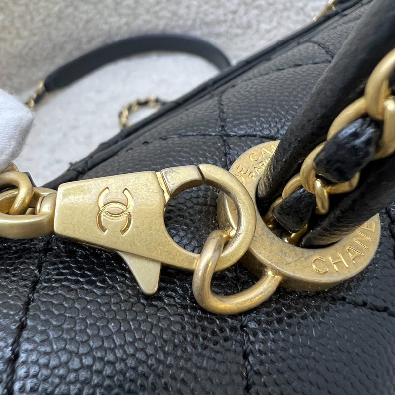 Chanel Small (24cm) Limited Edition Chain Handle Coco Handle Flap in Black Caviar and AGHW (Model: A92990)