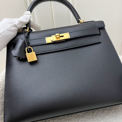 Hermes Kelly 28 Sellier in Black Noir Madame Leather and GHW