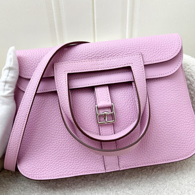 Hermes Halzan 25 in Mauve Sylvester Clemence Leather and PHW