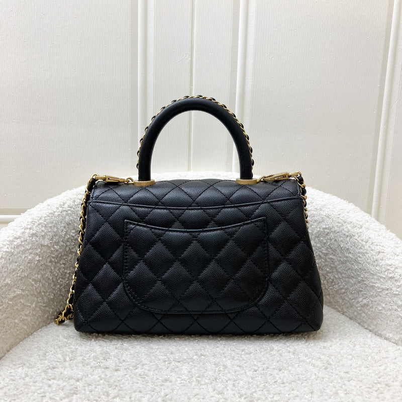 Chanel Small (24cm) Limited Edition Chain Handle Coco Handle Flap in Black Caviar and AGHW (Model: A92990)