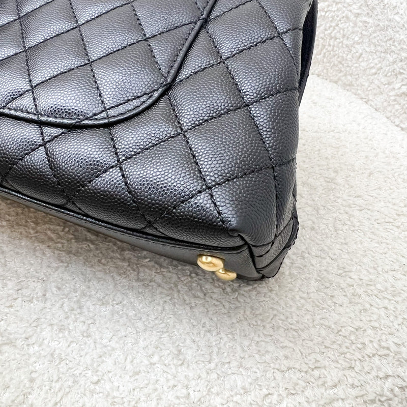 Chanel Small (24cm) Limited Edition Chain Handle Coco Handle Flap in Black Caviar and AGHW (Model: A92990)