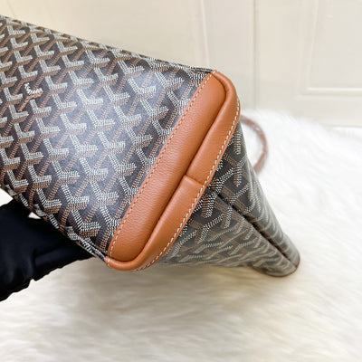 Goyard Artois PM Tote with a Red Hand Painted Heart Stamp in Black and Tan Signature Goyardine Canvas