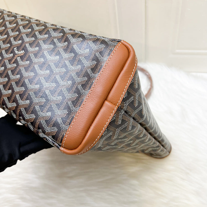 Goyard Artois PM Tote with a Red Hand Painted Heart Stamp in Black and Tan Signature Goyardine Canvas