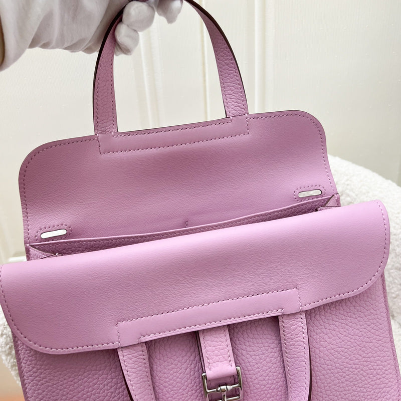 Hermes Halzan 25 in Mauve Sylvester Clemence Leather and PHW