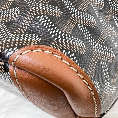 Goyard Artois PM Tote with a Red Hand Painted Heart Stamp in Black and Tan Signature Goyardine Canvas