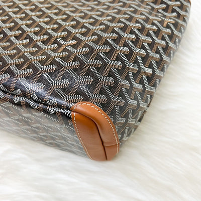 Goyard Artois PM Tote with a Red Hand Painted Heart Stamp in Black and Tan Signature Goyardine Canvas