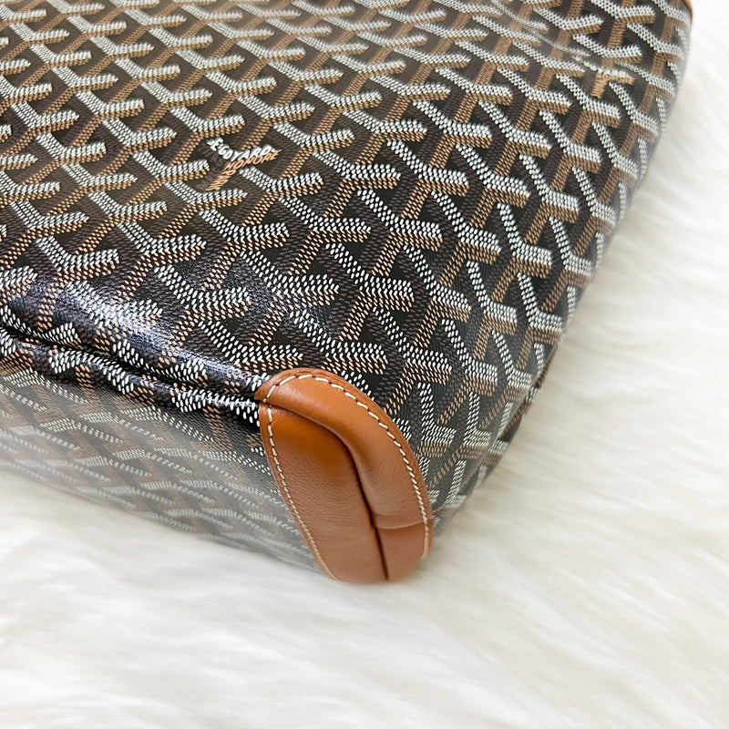 Goyard Artois PM Tote with a Red Hand Painted Heart Stamp in Black and Tan Signature Goyardine Canvas