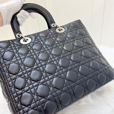 Dior Large Lady Dior in Black Lambskin and SHW