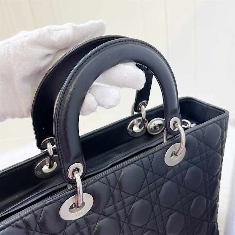 Dior Large Lady Dior in Black Lambskin and SHW