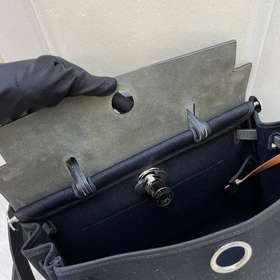 Hermes HSS Special Order Herbag Zip 31 in Noir Black Toile Militaire Canvas, Black Vache Hunter Leather and PHW