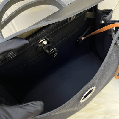 Hermes HSS Special Order Herbag Zip 31 in Noir Black Toile Militaire Canvas, Black Vache Hunter Leather and PHW