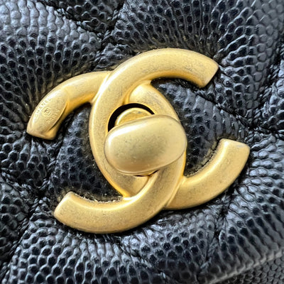 Chanel Small 24cm Coco Handle Flap in Black Caviar and AGHW (Model: A92990)