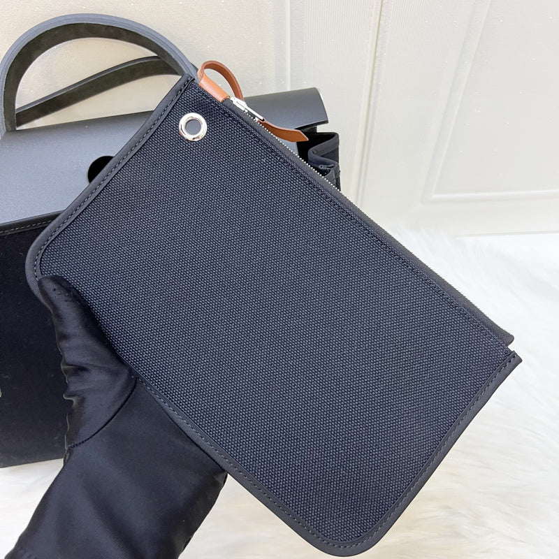 Hermes HSS Special Order Herbag Zip 31 in Noir Black Toile Militaire Canvas, Black Vache Hunter Leather and PHW