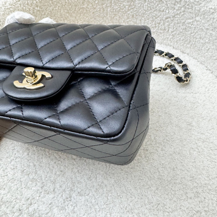 Chanel Classic Square Mini Flap in Black Lambskin and LGHW (Model
