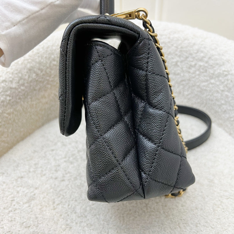 Chanel Small 24cm Coco Handle Flap in Black Caviar and AGHW (Model: A92990)