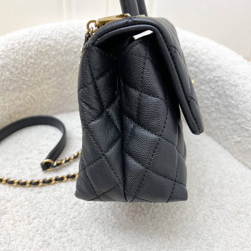 Chanel Small 24cm Coco Handle Flap in Black Caviar and AGHW (Model: A92990)