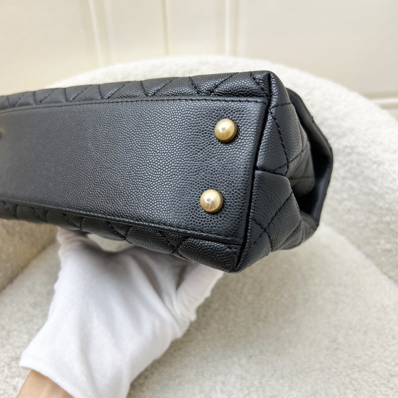 Chanel Small 24cm Coco Handle Flap in Black Caviar and AGHW (Model: A92990)
