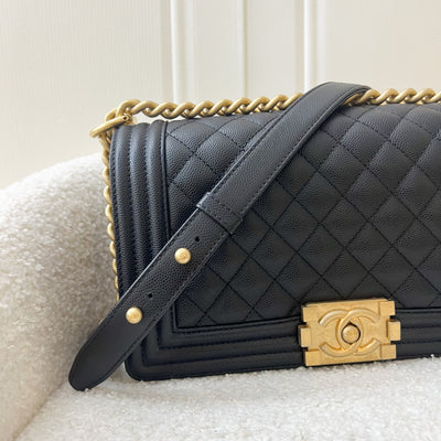 Chanel Medium 25cm Boy Flap in Black Caviar and AGHW