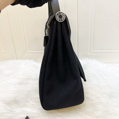 Hermes HSS Special Order Herbag Zip 31 in Noir Black Toile Militaire Canvas, Black Vache Hunter Leather and PHW