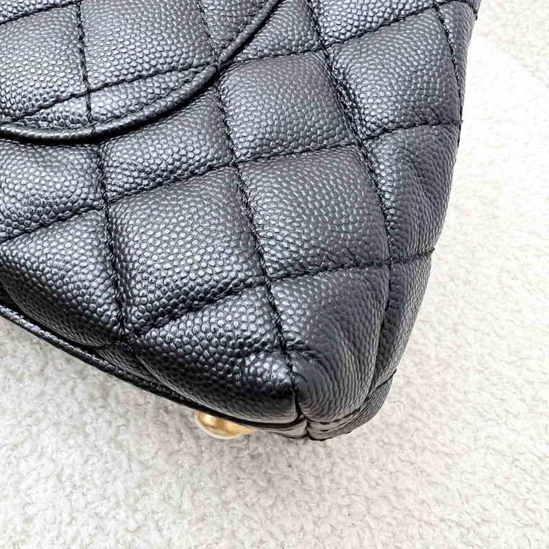 Chanel Small 24cm Coco Handle Flap in Black Caviar and AGHW (Model: A92990)