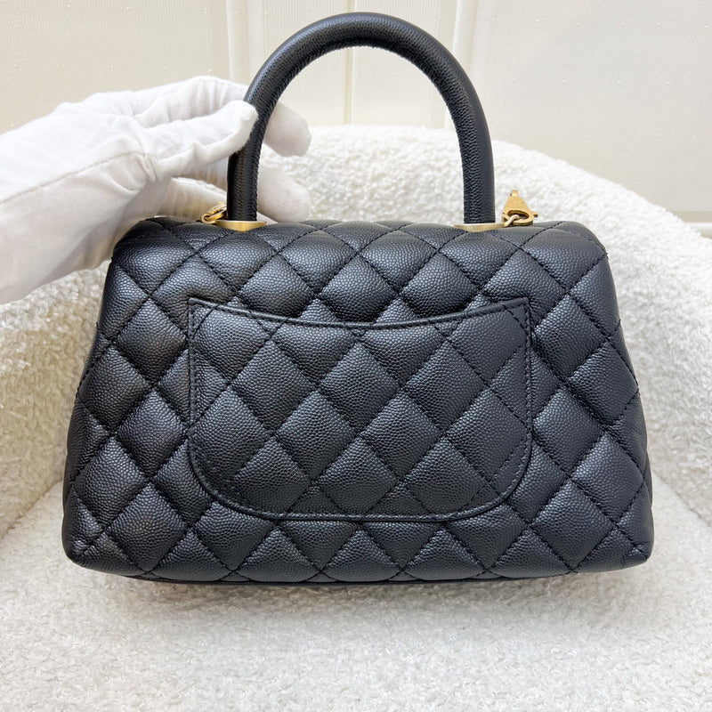 Chanel Small 24cm Coco Handle Flap in Black Caviar and AGHW (Model: A92990)