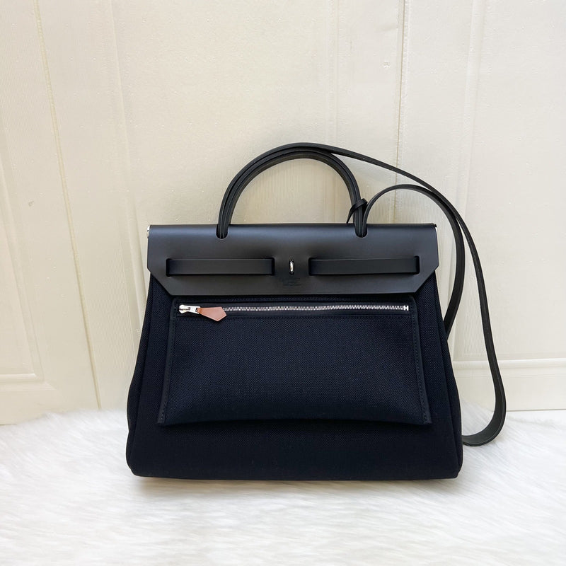 Hermes HSS Special Order Herbag Zip 31 in Noir Black Toile Militaire Canvas, Black Vache Hunter Leather and PHW