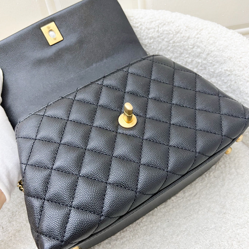 Chanel Small 24cm Coco Handle Flap in Black Caviar and AGHW (Model: A92990)