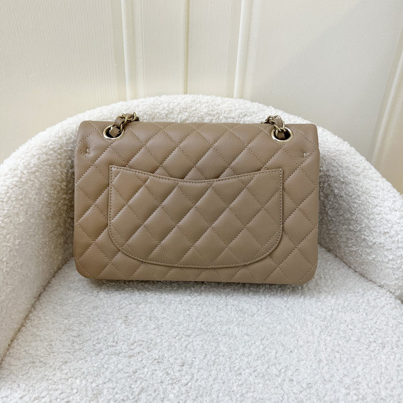 Chanel Small Classic Flap CF in 22A Dark Beige Caviar GHW