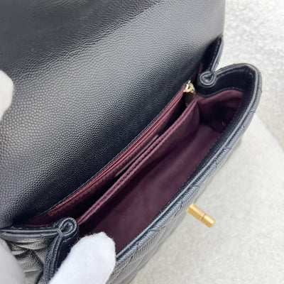 Chanel Small 24cm Coco Handle Flap in Black Caviar and AGHW (Model: A92990)
