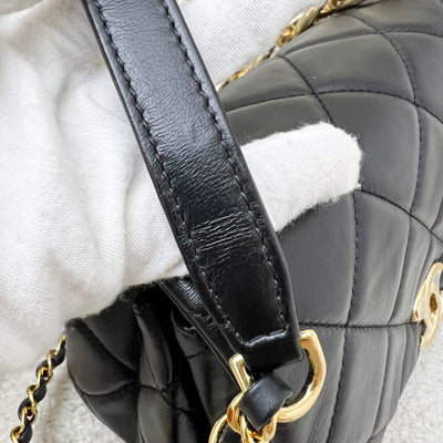 Chanel 22A Mini Flap Bag with Chain in Black Lambskin and AGHW