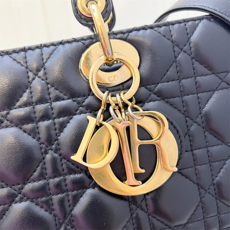 Dior Large Lady Dior in Black Lambskin and GHW