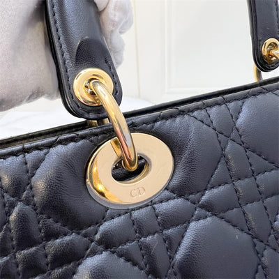 Dior Large Lady Dior in Black Lambskin and GHW