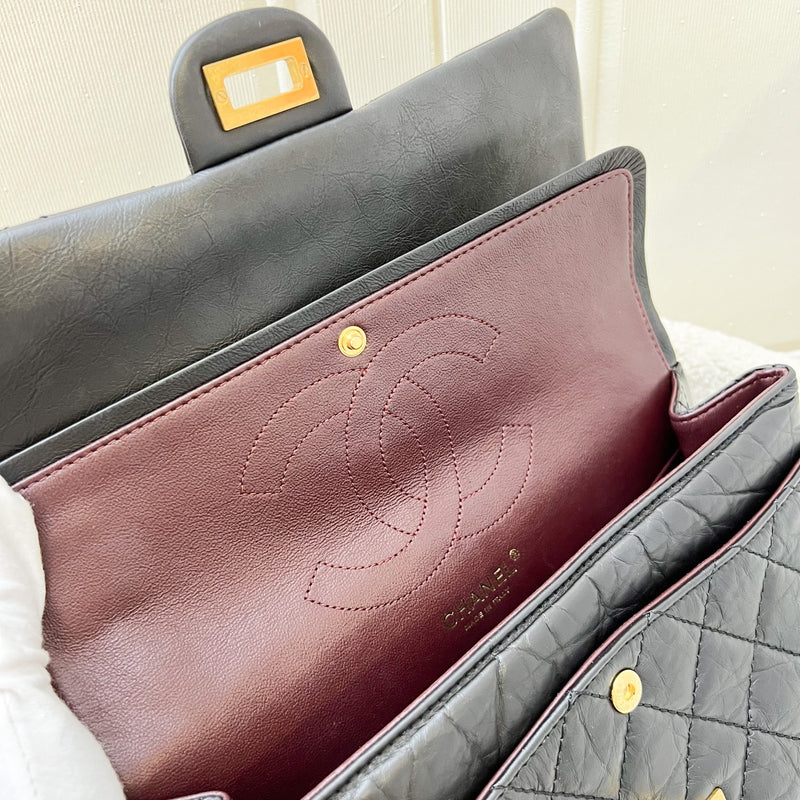 Chanel 2.55 Reissue Large 226 Flap in Black Distressed Calfskin and AGHW